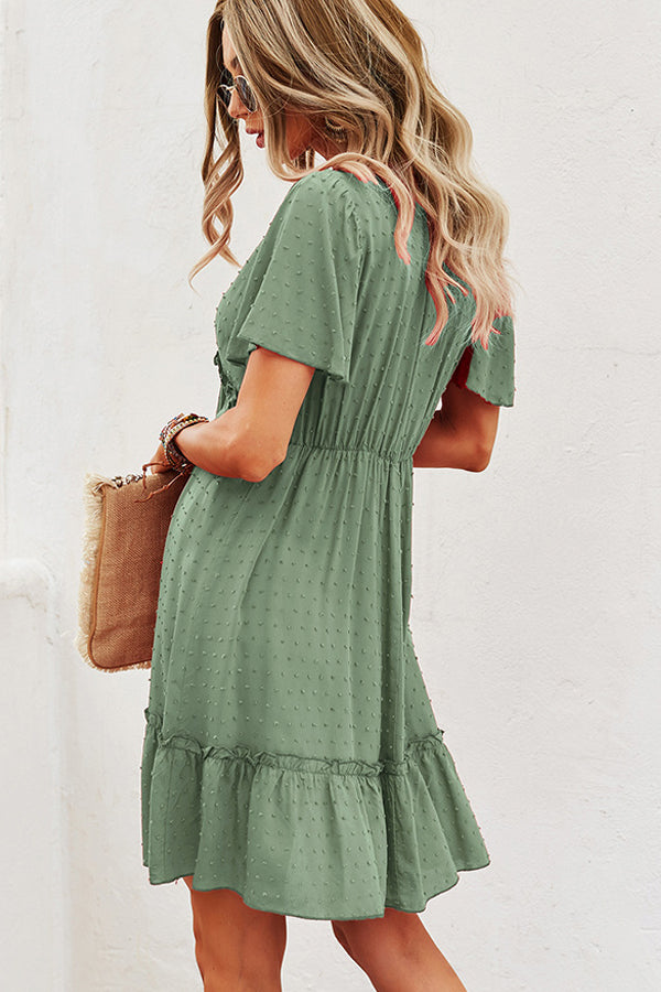 Fashion V Neck High Waist Casual Dress