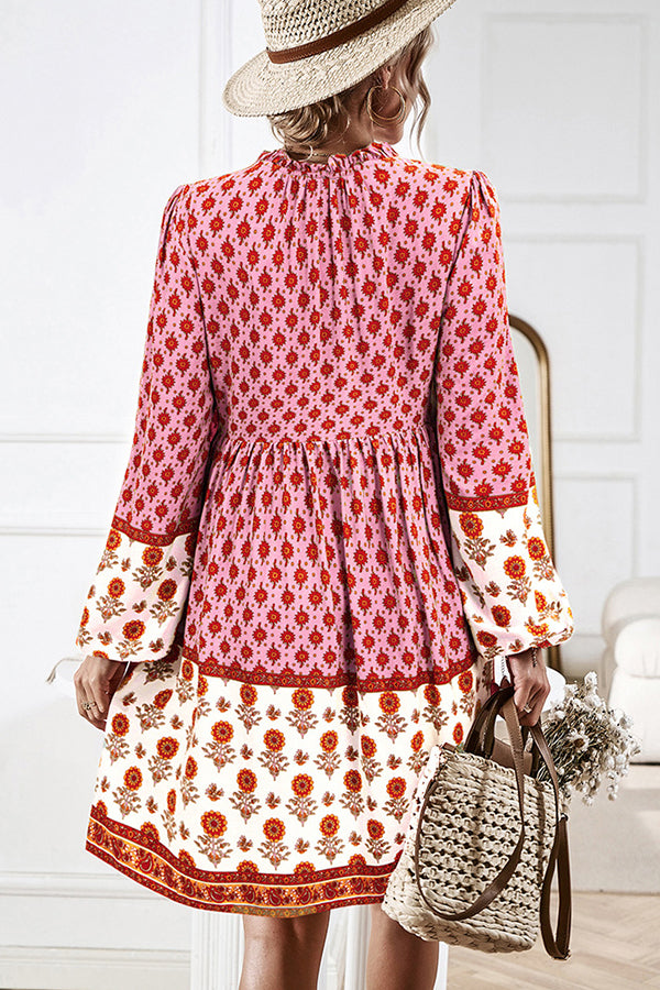 Bohemian Floral Long Sleeve Casual Dress
