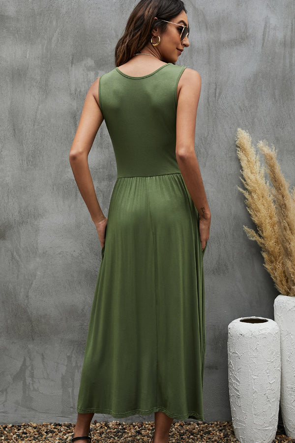Fashion Solid Color Sleeveless Casual Dress