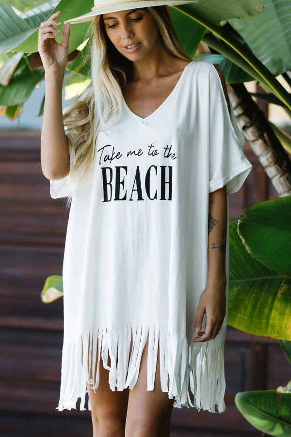 V NECK Tassel Hem Swimwear Cover Up