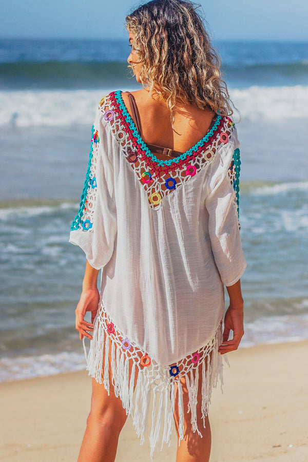 Hollow Tassel V Neck Swimwear Cover Up