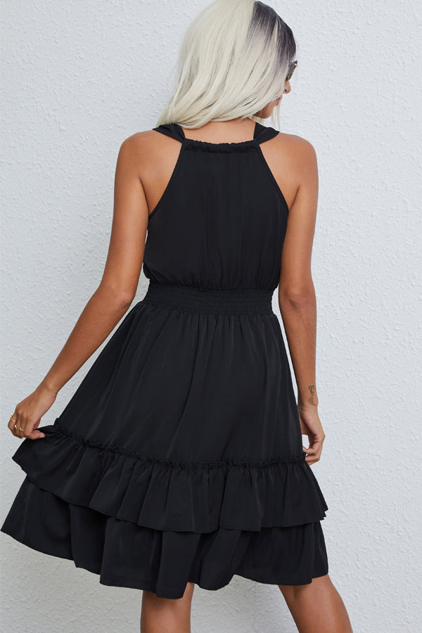 Smocked Waist Sleeveless Casual Mini Dress