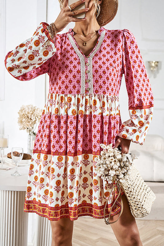 Bohemian Floral Long Sleeve Casual Dress