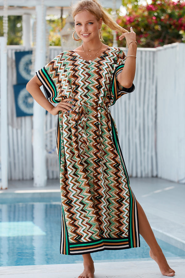 V Neck Print Swimwear Cover Up