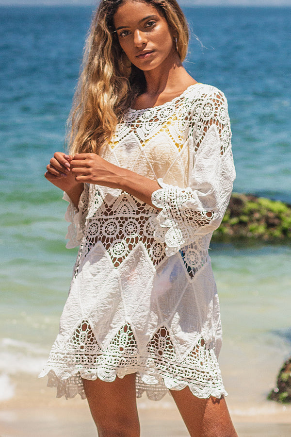 Round Neck Ethnic Swimwear Cover Ups