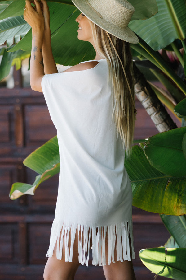 V NECK Tassel Hem Swimwear Cover Up