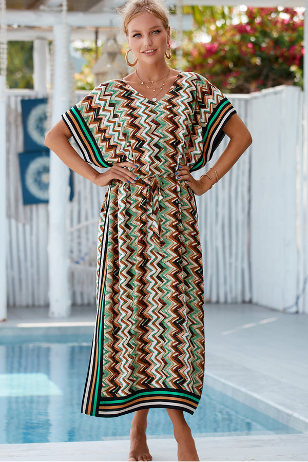 V Neck Print Swimwear Cover Up