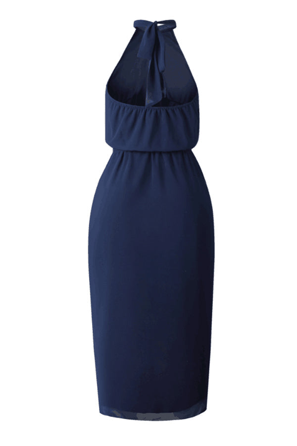 Halter Neck Tie Waist Casual Dress