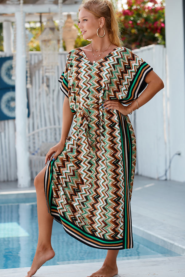 V Neck Print Swimwear Cover Up