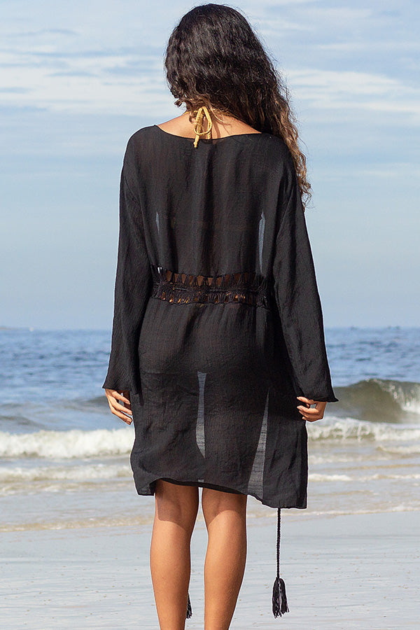 Black and Hollow Swimsuits Cover Up