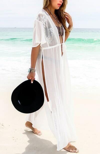 Side Slit White Cover Up