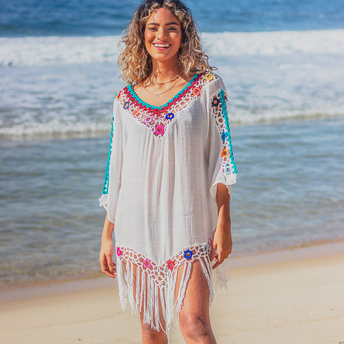 Hollow Tassel V Neck Swimwear Cover Up